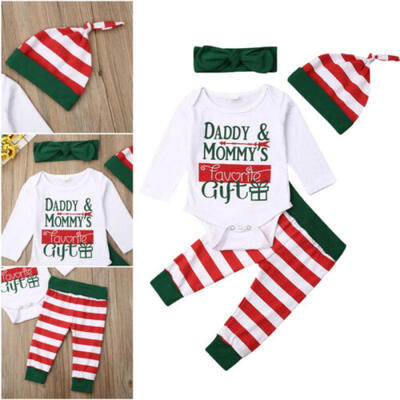 

US Newborn Infant Baby Boy Girl Christmas Clothes Romper Tops Pants Xmas Outfits