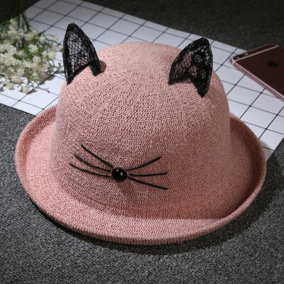 

SpringSummer Lace Ear Hat Female Personality Fashion Dome Covered Hat Creative Basin Hat Wholesale