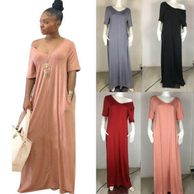 

US Womens Holiday Off Shoulder Ladies Summer Beach Long Maxi Dress Plus Size