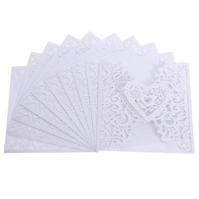 

10Pcs Romantic Wedding Card Invitation Delicate Carved Heart Decorations