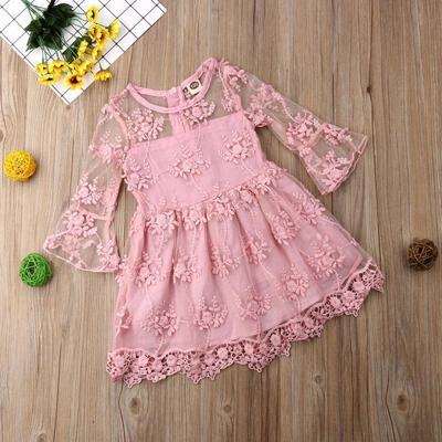 

Toddler Kids Baby Girls Cute Long Sleeve Dress Princess Party Lace Tutu Dress