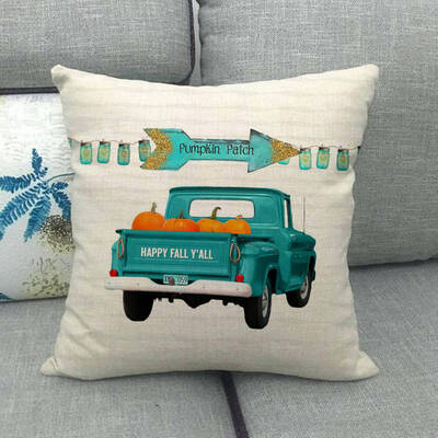 

Halloween Thanksgiving Cotton Linen Pillow Case Pumpkin Pillow Set Pumpkin Truck Maple Leaf Bicycle Cushion Cover