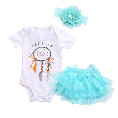 

0-24M Baby Newborn Girls Campanula Clothes Romper Tutu DressHeadband Outfits