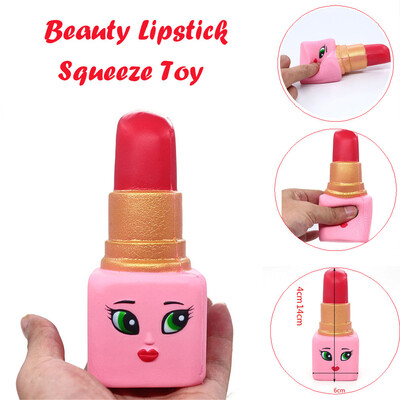

Gotoamei Hot Soft Beauty Lipstick Slow Rising Squeeze Relieve Stress Toy