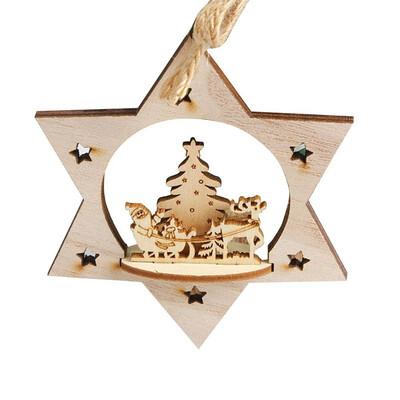 

Christmas Present Tree Star Shaped Wooden Xmas Party Hanging Pendant Decoration size Christmas Tree