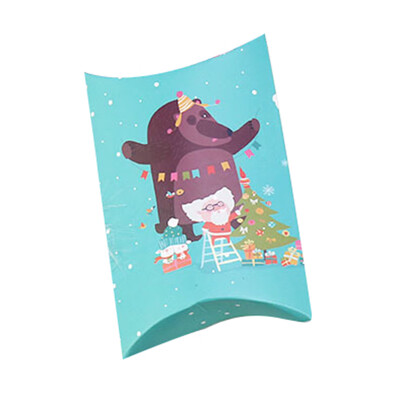 

5\\10Pcs New Present Pouch Xmas Tree Elk Christmas Pillow Shape Box Kraft Gift Bag Paper Candy Boxes
