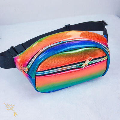 

2018 New Style Fashion Womens Fanny Pack PU Laser Purse Zipper Waist Sequine Bag Hip Bag Punk Solid