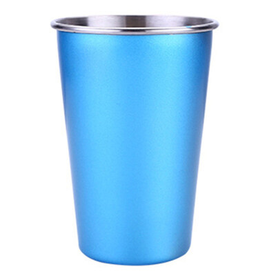 

500ml Stainless Steel Coffee Mug Beer Tea Milk Travel Hand Large Cup Straw Lid