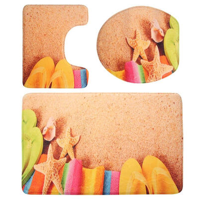 

3pcsSet Flannel Anti Slip Toilet Cover Floor Square U Shape Pad Bath Mats
