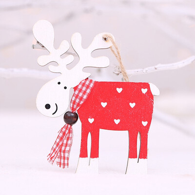 

FUNNYBUNNY 2PCS Christmas Wooden Elk Pendant Christmas Tree Ornaments Christmas Decorations Colored Deer Ornaments