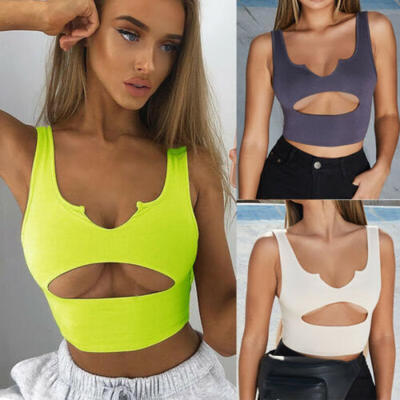 

US Women Buckle Vest Boob Tube Crop Top Bralet Sheer Mesh T Shirt Cami Tank Top