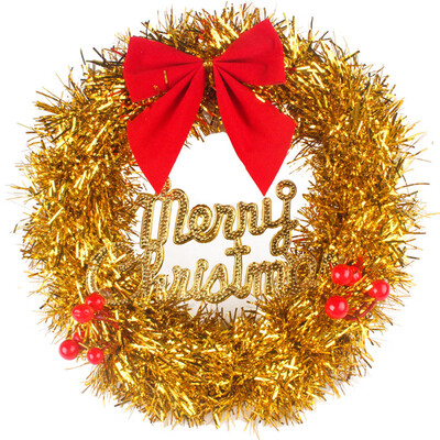 

〖Follure〗30cm Glitter Decorative Silk Bow Hanging Wreath Christmas Decoration Party