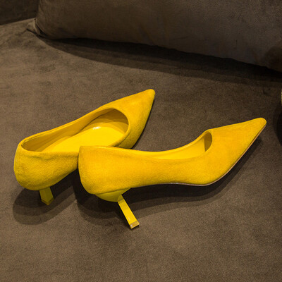 

French High-heeled Shoes Female Fine-heeled Tip-toed Shoes Cat heels