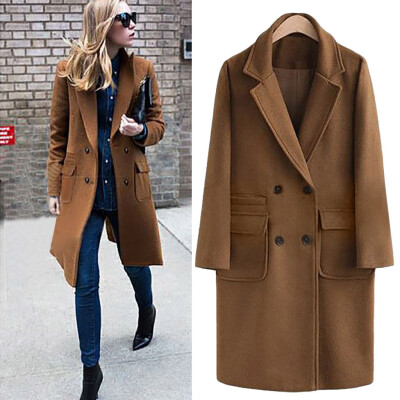 

〖Follure〗Womens Winter Lapel Wool Coat Trench Jacket Big Pocket Overcoat Outwear