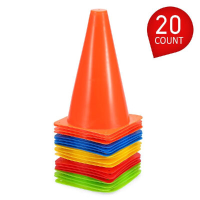

24 Pack 7 Inch Plastic Sport Training Traffic Cone Space Marker for Kids Home Football Training Soccer 4 Colors