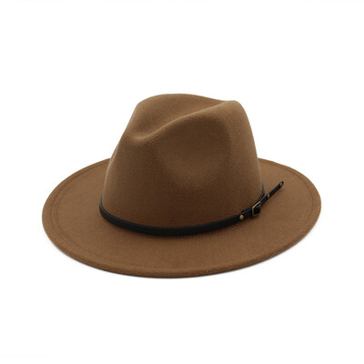 

Men Women Vintage Wide Brim Fedoras Hat Church Party Ladies Felt Jazz Cap