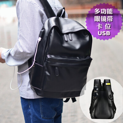 

Korean fashion PU backpack mens leisure travel bag backpack computer bag high school student bags