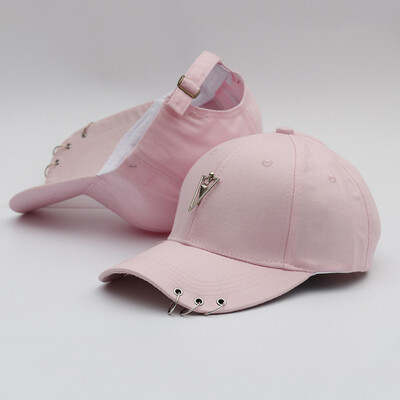 

New Cap Female Korean Chaopai Joker Student Stars with Spring&Summer Street Iron Ring Hip Hop Baseball Cap Male