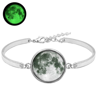 

Glowing in the Dark Galaxy Moon Bracelet For Women Jewelry Luminous Bangle Bracelet Vintage Link Chain Friendship Bracelets Gift