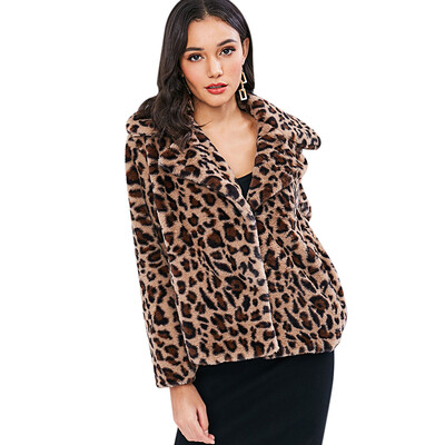 

Langstar Women Leopard Print Fluffy Loose Coat Fashionable Warm Soft Nap Jacket