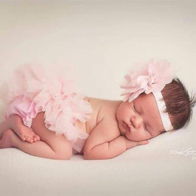 

Bowknot Multi-layer tulle skirt Shorts Flower Headband Outfits For 0-24 Months Newborn Baby girls