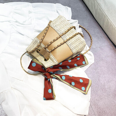 

Tailored Womens Fashion Retro Woven Shoulder Bag Solid Color Scarf Woven Bag Beach Bag