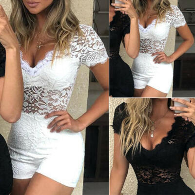 

Sexy Women Lace Playsuit Jumpsuit Rompers Summer Party Casual Mini Shorts Dress