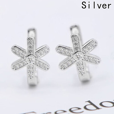 

New Fashion Women Luxury Zircon Bing Bing Earring Ladies Cute Snow Snowflake Crystal Stud Earrings