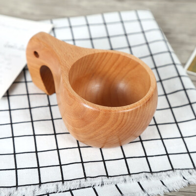 

Greensen1x Creative Outdoor Wooden Coffee Cup Portable Wood Tea Drinking Mug W Handle Home Decoration