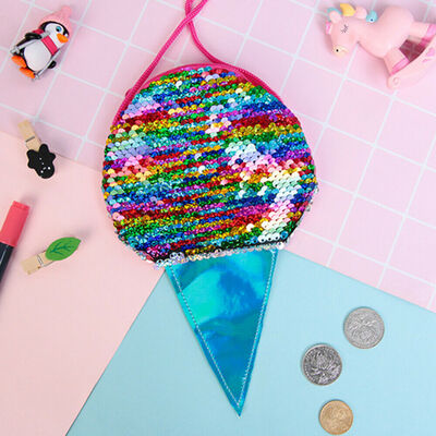 

2019 New Style Kids Girl Sequins Ice Cream Crossbody Bags School Handbags Bag Wallet Zipper Patchwork Purse Gift