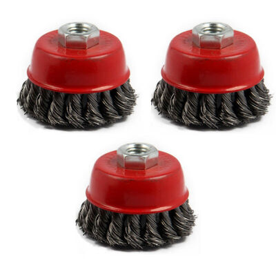 

3Pcs Rotary Knot Flat Cup Wire Wheel Brush For Angle Grinder Rust Removal