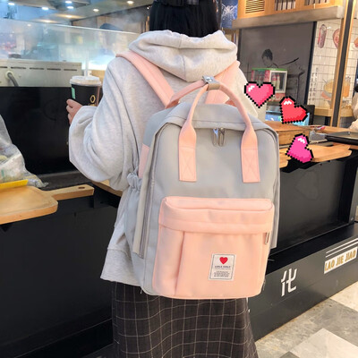 

Korean version of double shoulder bag female large capacity original ulzzang high school students schoolbag tide leisure backpack