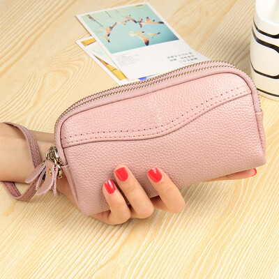 

Has been quality inspection new cowhide leather Europe&the United States fashion mobile phone bag double zipper ladies clutch bag purse handbag