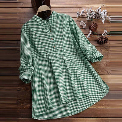 

Starmoon Womens Long Sleeve Loose Button Plaid Shirt Ladies Casual Tops T-Shirt Blouse