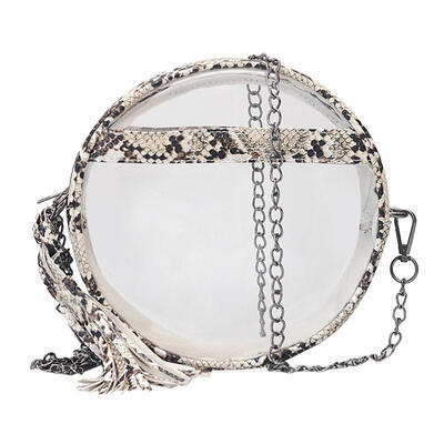 

Serpentine Chain Round Shoulder Handbag Lady Transparent Mini Messenger Bag