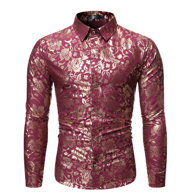 

Tailored Mens New Style Fashion stamped Long Sleeve Shirt Printed Long-Sleeved Blouse