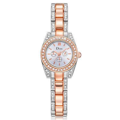 

DISU Womens Watches luxury Scale Disc Ladies Rhinestone Quartz Wristwatch Casual Bracelet Strap Clock Relojes Para Mujer