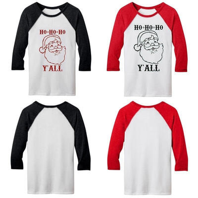 

Christmas Fashion Women Santa Claus Print Long Sleeve Cotton Blouse Tops Shirts