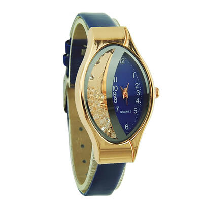 

Beautiful Semilunar Flow Sand Type Ellipse Wrist Analog Alloy Gift Small Dial Wristwatch Womens Unisex Retro Casual Faux D