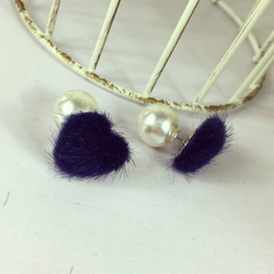 

New Arrival Double Wear Love Plush Pearl Earrings Women Stud Earrings