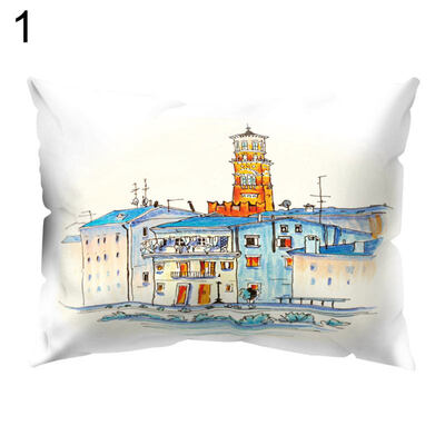 

Soft Pillow Case England House Pattern Cushion Cover Home Office Car Decoration