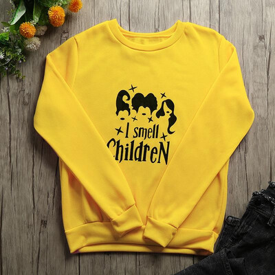

Women Halloweens Sweatshirt I smell ChildreN Letters Printed Long Sleeves Pullovers Warm Casual Tops Outwear