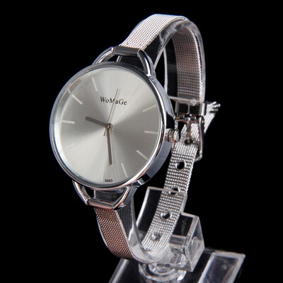 

Sketchy Oversize Bezel Fashion Lady Watch with Stainless Steel Narrow Band