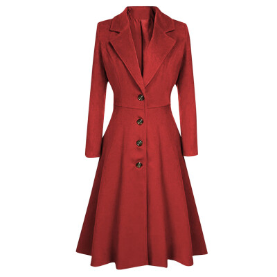 

Toponeto Womens Winter Lapel Button Long Trench Coat Jacket Ladies Overcoat Outwear