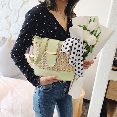 

Tailored Womens Fashion Retro Woven Shoulder Bag Solid Color Scarf Woven Bag Beach Bag
