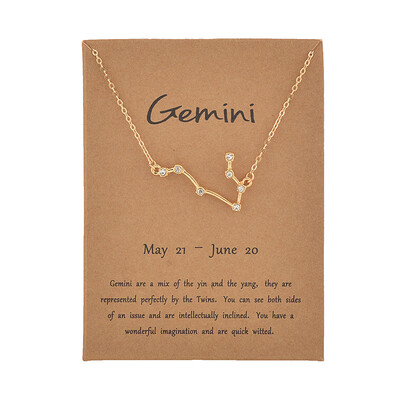 

Brown Card Fashion Jewelry Zodiac Crystal Star Sign 12 constellation Pendant Necklace For Women