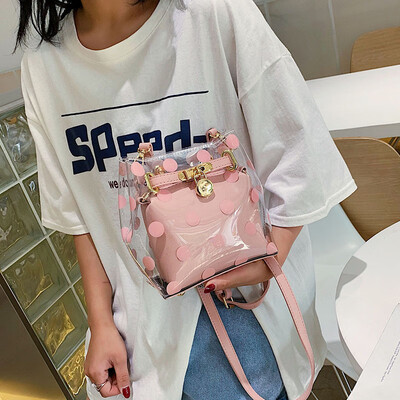 

Summer transparent girl jelly bag female 2019 new Korean version of the wild single shoulder slung fashion chain sub-package