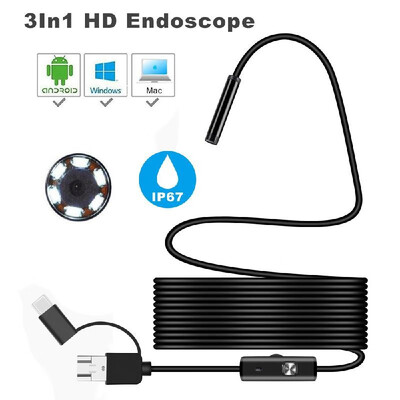 

Wireless 3 in 1 Waterproof USB Port 7mm Visual Lens Mini Camera Portable Inspection Cam