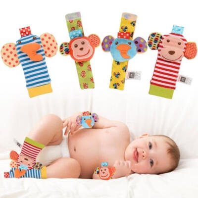 

Animal Baby Infant Soft Hand Wrist Band Foot Socks Rattles Playing Toy