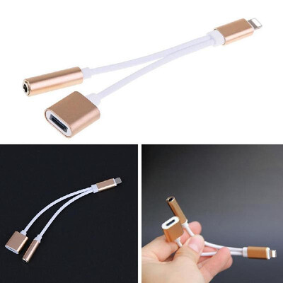 

2 in 1 Audio Cable Splitter for Lightning Charging Cable 35mm Headphone Jack Adapter for 7 7 Plus 6S Plus 6S 6 Plus 5